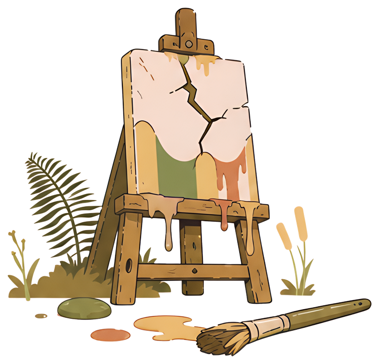 Easel with Cracked Canvas and Paint
