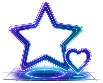Neon Star and Heart Outline