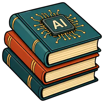 Stack of Old Textbooks with AI Chip