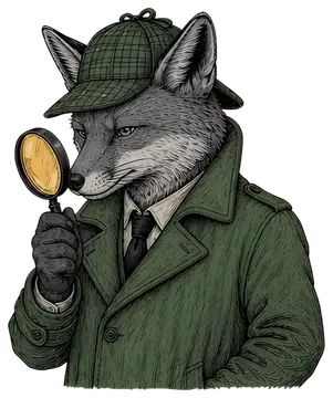 Clever fox in detective attire