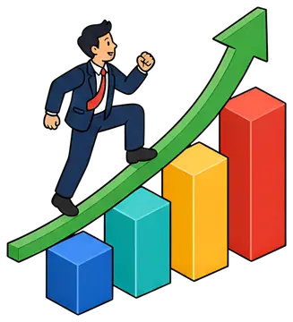 Business Person Climbing Growth Chart