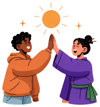 Diverse Characters High-Fiving Under the Sun