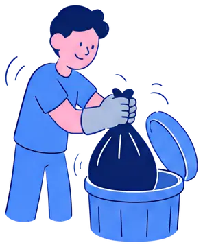 Person Emptying Trash Bag with Satisfaction