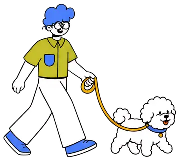 Person Walking Fluffy Dog in Park