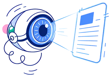 Futuristic AI Eye Scanning Document