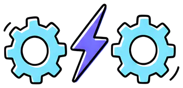 Connected Gears with Lightning Symbol