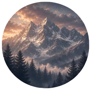 Snowy Mountain Peaks at Sunset