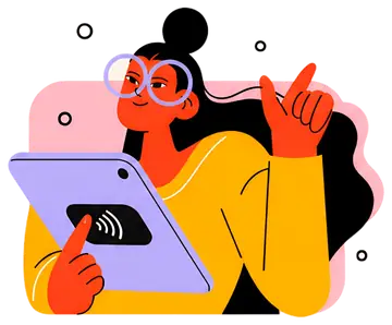 Fashionable tech figure with tablet
