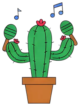 Dancing cactus with maracas