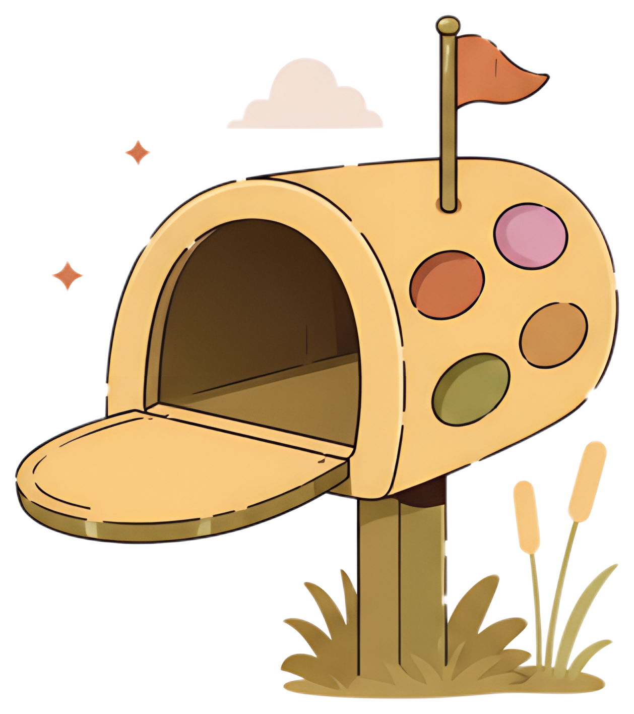 Empty mailbox in palette shape