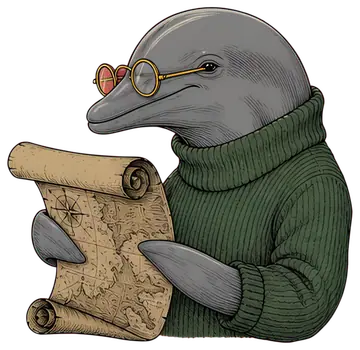 Intelligent dolphin with sea charts