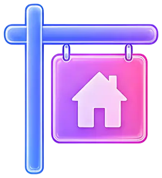 Stylish for sale sign with house icon