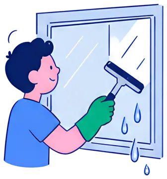 Person Cleaning Window with Squeegee