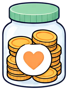 Jar of Coins with Heart Sticker