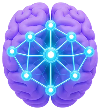 3D Brain Icon with Holographic Network