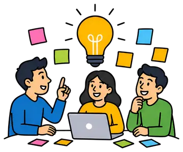 Team Brainstorming Session with Lightbulb