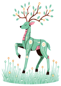 Cyborg deer with tree-branch antlers