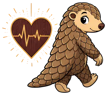 Character Pangolin Walking with Glowing Heart