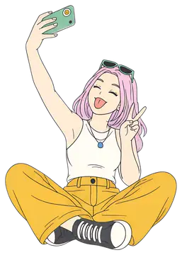 Playful girl taking a selfie