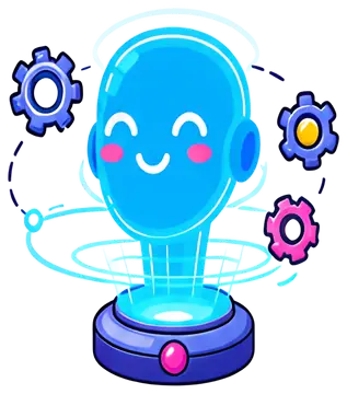 Smiling Holographic Head with Gears