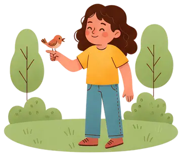 Girl Feeding Bird in Park