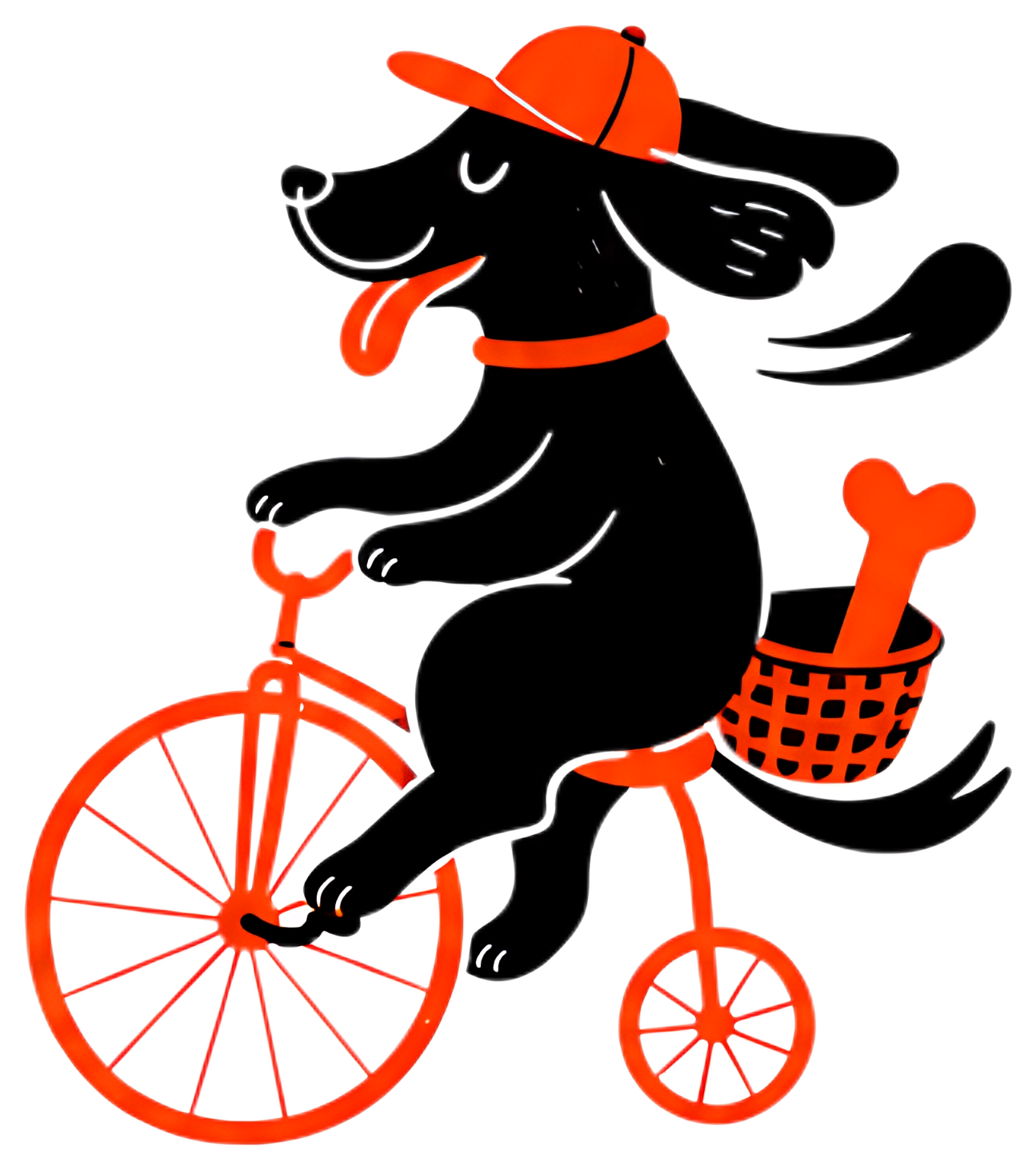 Happy dog riding a bicycle
