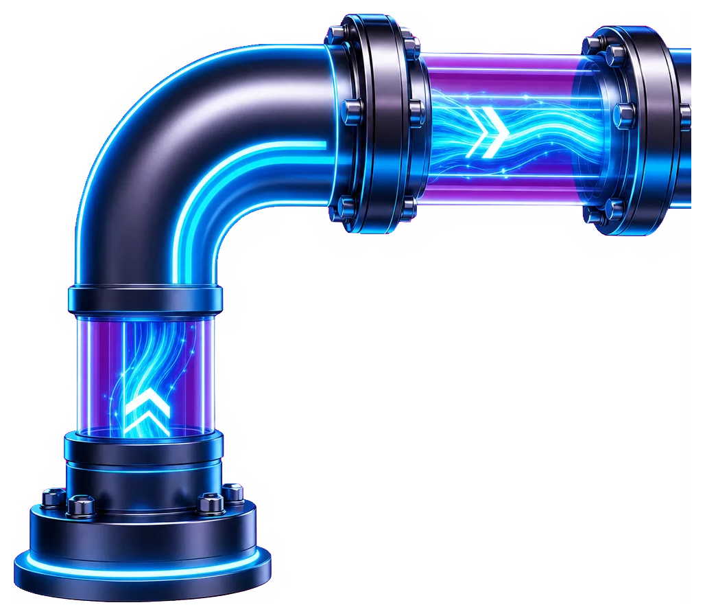 Futuristic glowing pipe with luminous edges