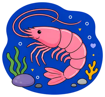 Playful pink shrimp on ocean floor