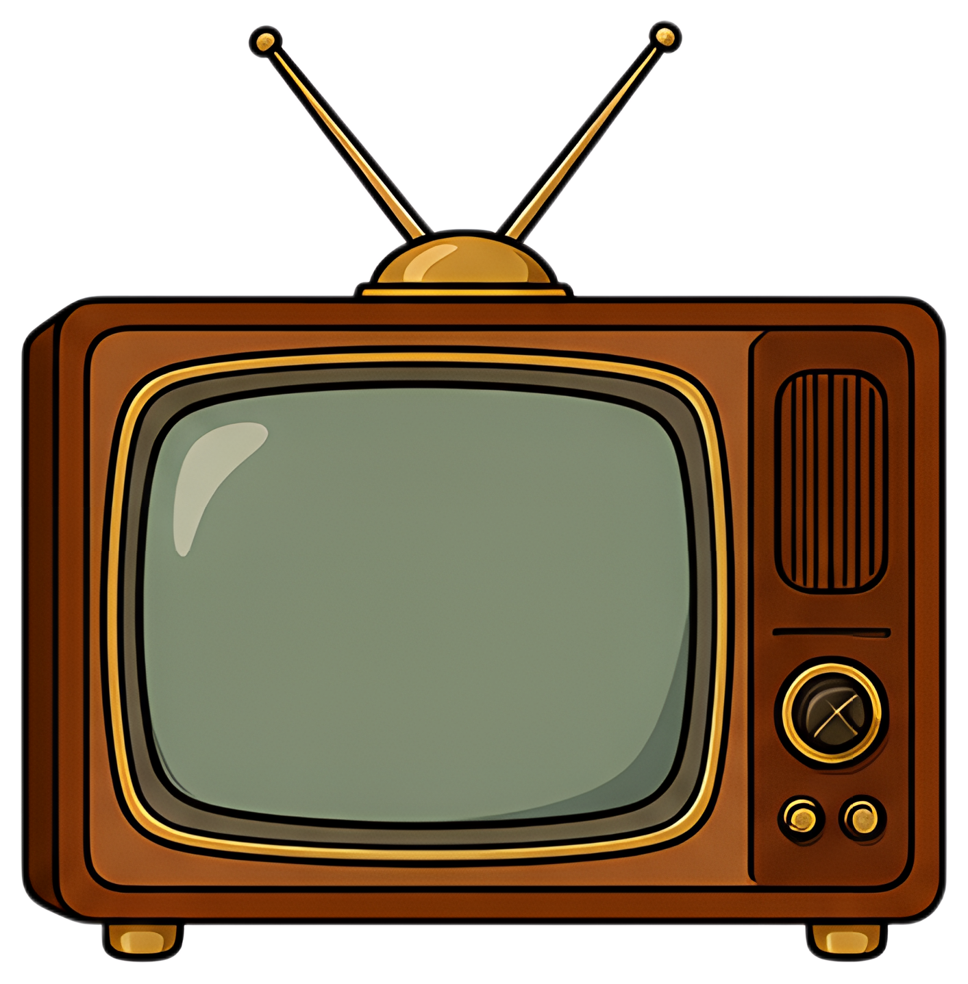 Retro Television Set with Antennas