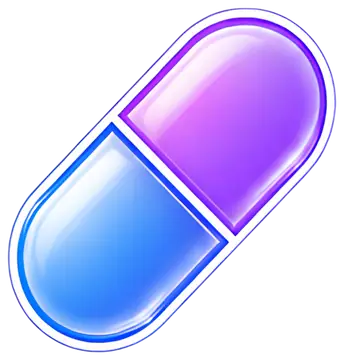 Glossy purple and blue pill capsule