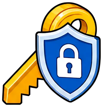 Key with shield and lock icon