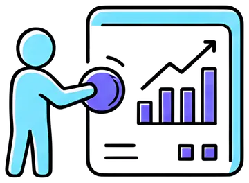 Simplified figure pressing growth chart button