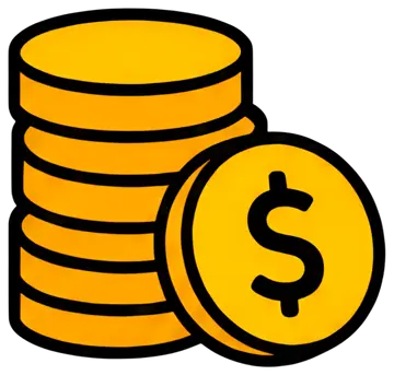 Stack of Yellow Coins with Dollar Sign