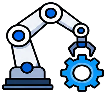 Sleek robotic arm assembling a gear