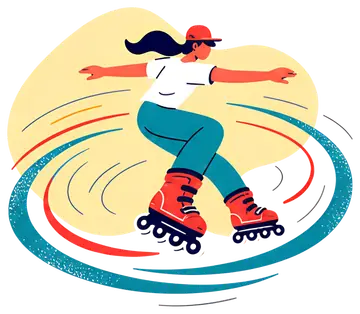 Dynamic Rollerblader Spinning with Colorful Trails