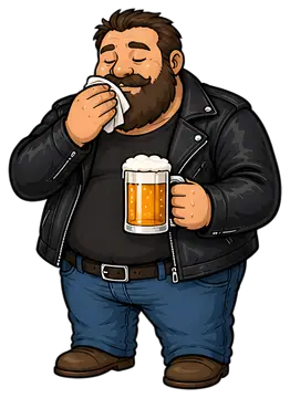 Bearded man enjoying a beer