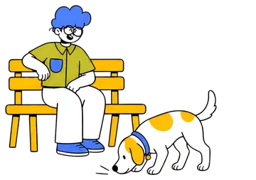 Person Sitting on Bench with Dog