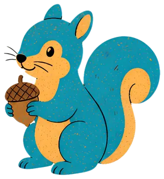 Playful squirrel holding acorn
