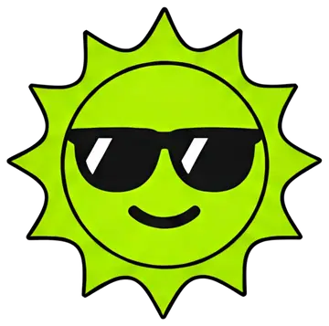 Stylized smiling sun with sunglasses