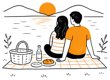 Couple Enjoying a Picnic at Sunset