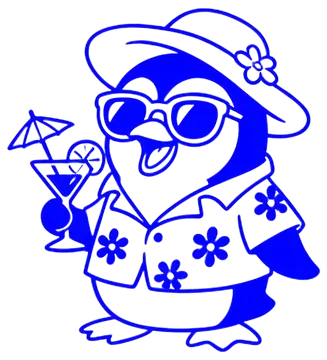 Funny penguin with cocktail