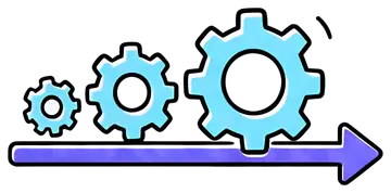 Arrow Through Gears Representing Automation