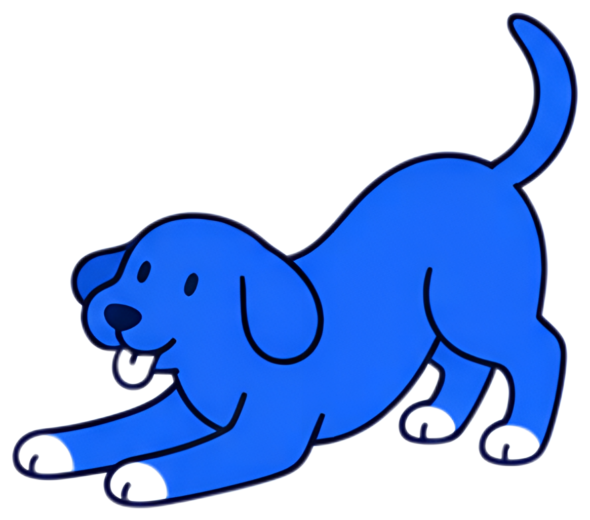 Playful blue dog stretching