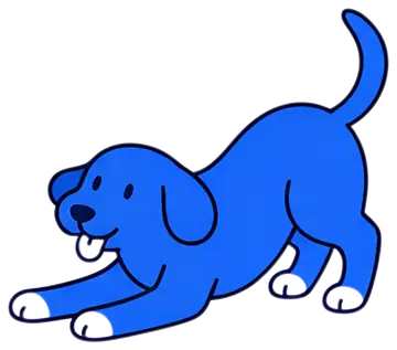 Playful blue dog stretching