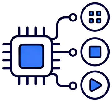 Abstract AI Chip with App Symbols