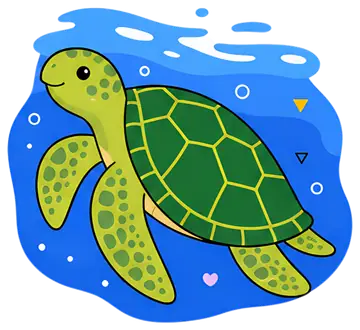 Cute green sea turtle swimming