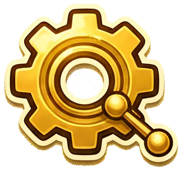 Golden gear icon with lever