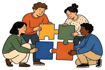 Diverse Team Assembling Puzzle Together