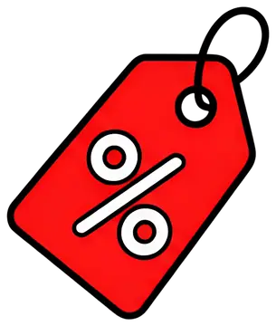 Red price tag with discount symbol