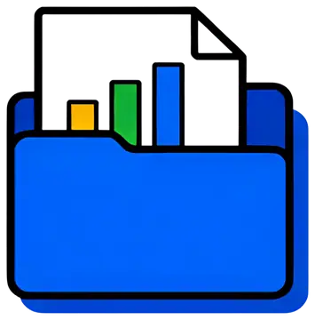 Blue data folder with charts